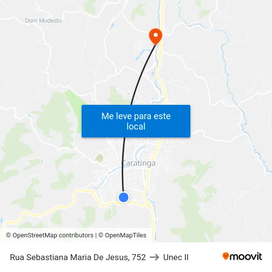 Rua Sebastiana Maria De Jesus, 752 to Unec II map