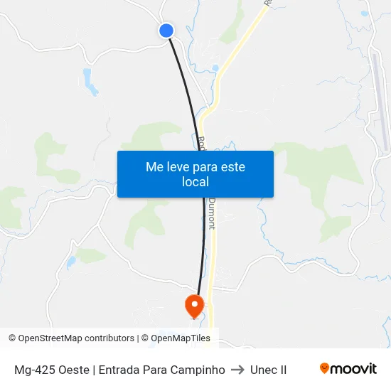 Mg-425 Oeste | Entrada Para Campinho to Unec II map