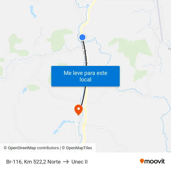 Br-116, Km 522,2 Norte to Unec II map