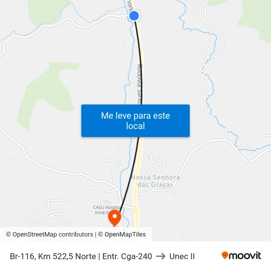 Br-116, Km 522,5 Norte | Entr. Cga-240 to Unec II map