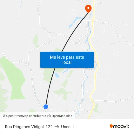 Rua Diógenes Vidigal, 122 to Unec II map