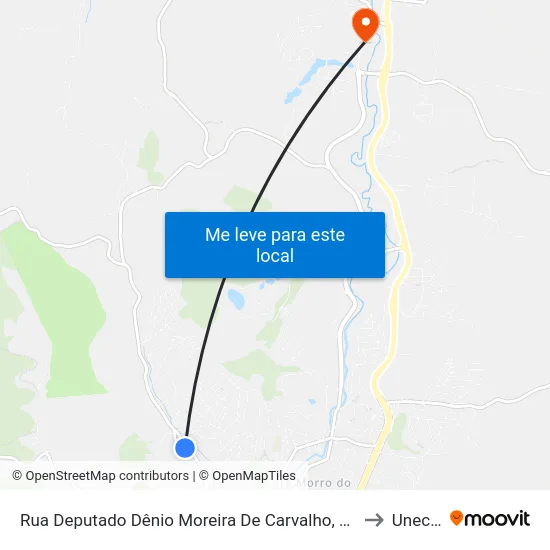 Rua Deputado Dênio Moreira De Carvalho, 835 to Unec II map