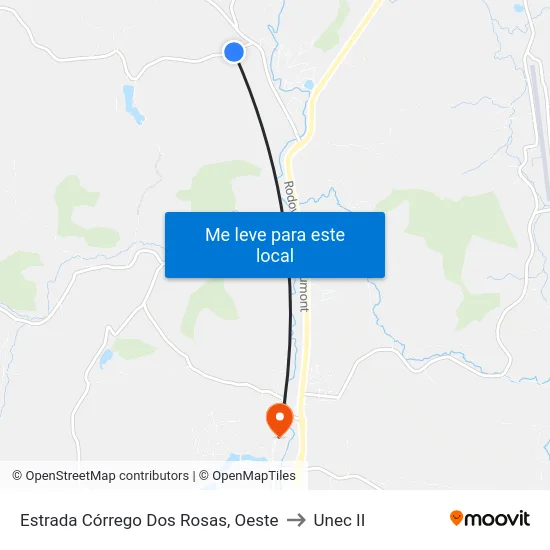 Estrada Córrego Dos Rosas, Oeste to Unec II map
