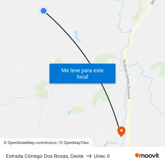 Estrada Córrego Dos Rosas, Oeste to Unec II map