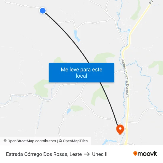 Estrada Córrego Dos Rosas, Leste to Unec II map