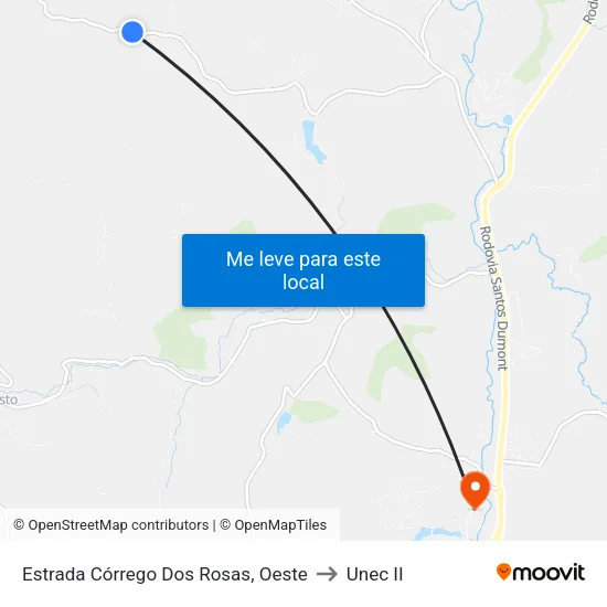 Estrada Córrego Dos Rosas, Oeste to Unec II map