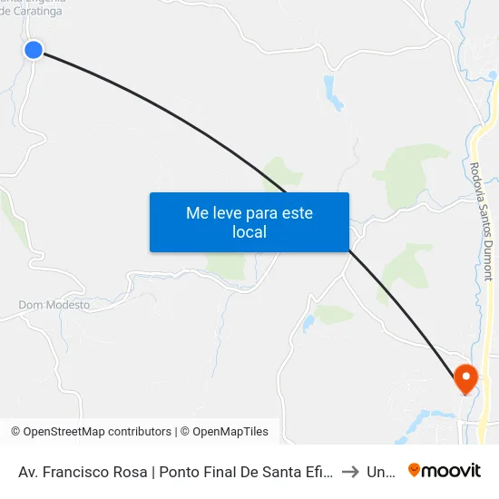 Av. Francisco Rosa | Ponto Final De Santa Efigênia De Caratinga to Unec II map