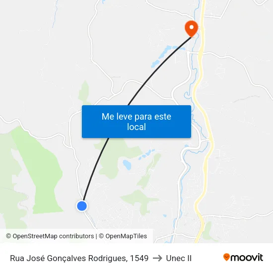 Rua José Gonçalves Rodrigues, 1549 to Unec II map