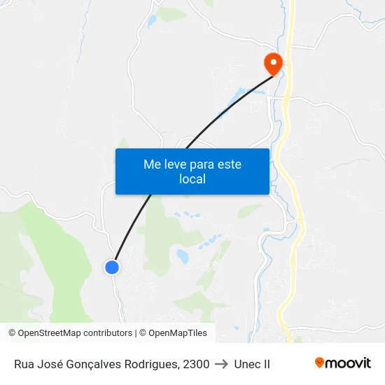 Rua José Gonçalves Rodrigues, 2300 to Unec II map