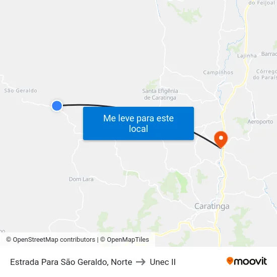 Estrada Para São Geraldo, Norte to Unec II map