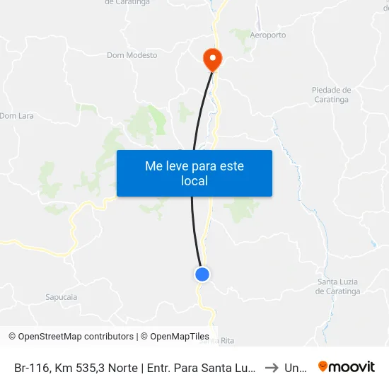 Br-116, Km 535,3 Norte | Entr. Para Santa Luzia De Caratinga to Unec II map