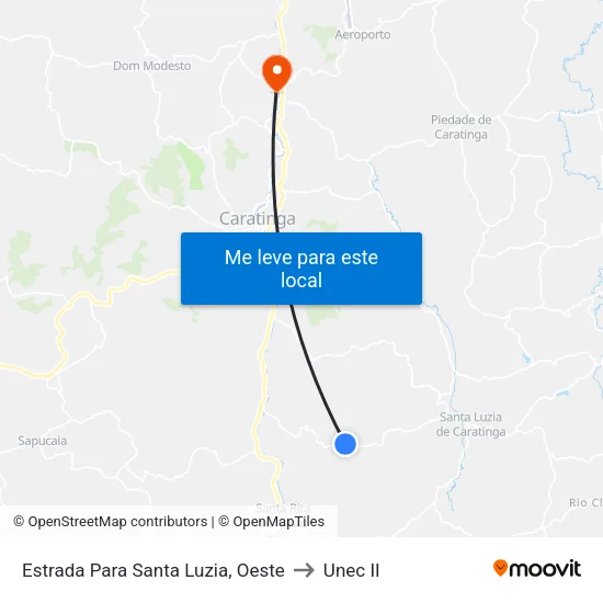 Estrada Para Santa Luzia, Oeste to Unec II map