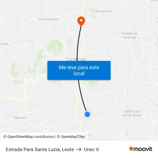 Estrada Para Santa Luzia, Leste to Unec II map