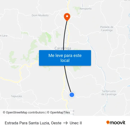 Estrada Para Santa Luzia, Oeste to Unec II map