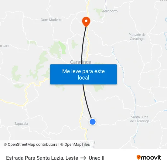 Estrada Para Santa Luzia, Leste to Unec II map