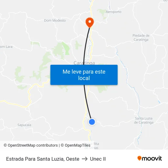 Estrada Para Santa Luzia, Oeste to Unec II map