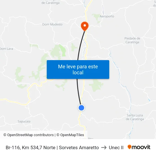 Br-116, Km 534,7 Norte | Sorvetes Amaretto to Unec II map