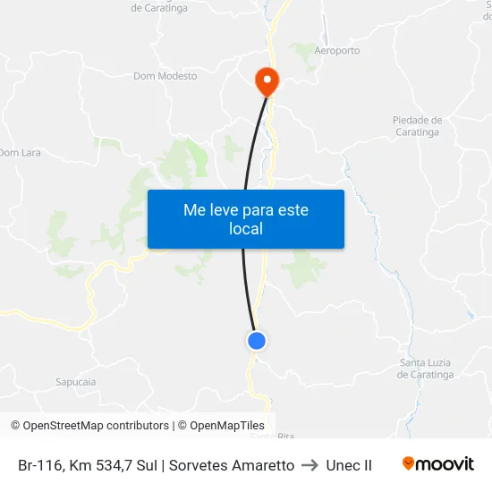 Br-116, Km 534,7 Sul | Sorvetes Amaretto to Unec II map