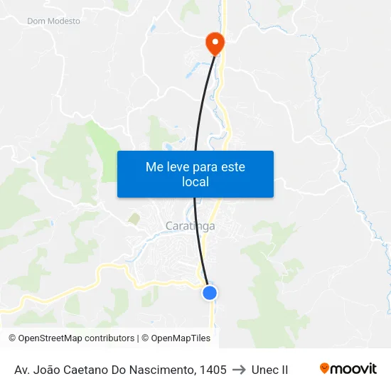 Av. João Caetano Do Nascimento, 1405 to Unec II map