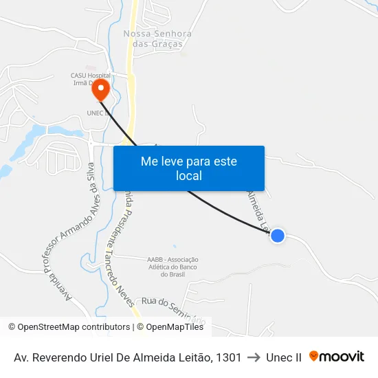 Av. Reverendo Uriel De Almeida Leitão, 1301 to Unec II map