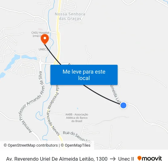 Av. Reverendo Uriel De Almeida Leitão, 1300 to Unec II map