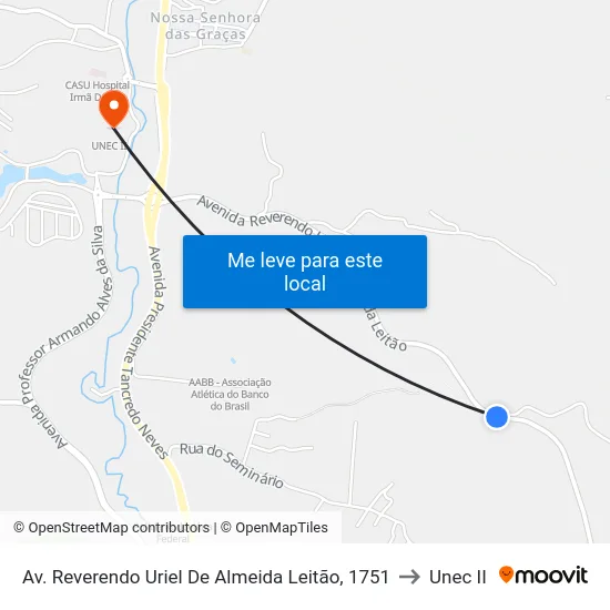 Av. Reverendo Uriel De Almeida Leitão, 1751 to Unec II map