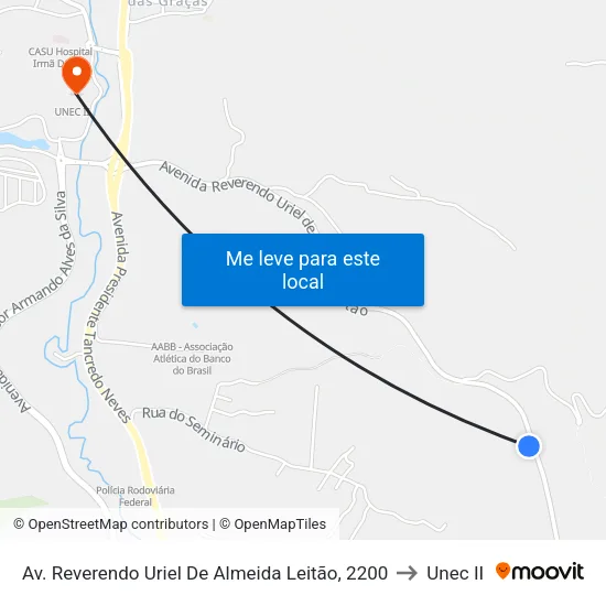 Av. Reverendo Uriel De Almeida Leitão, 2200 to Unec II map