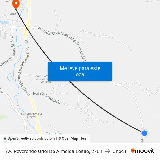 Av. Reverendo Uriel De Almeida Leitão, 2701 to Unec II map