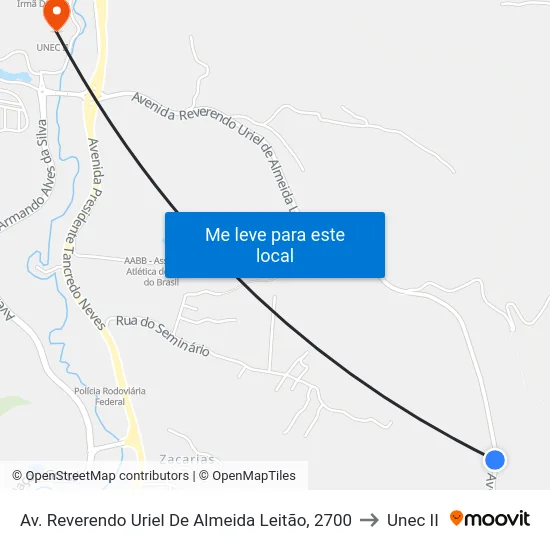 Av. Reverendo Uriel De Almeida Leitão, 2700 to Unec II map