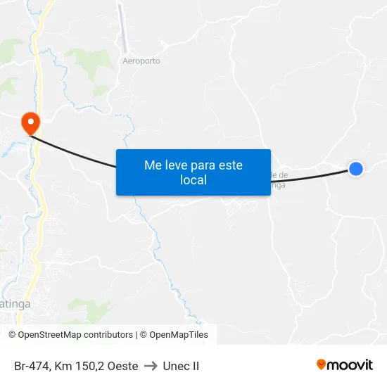 Br-474, Km 150,2 Oeste to Unec II map