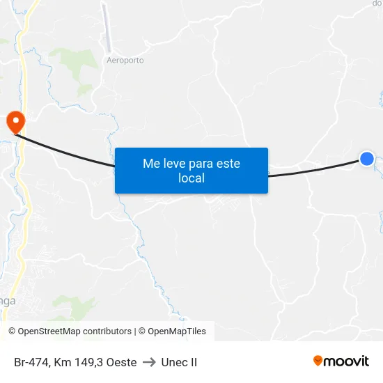 Br-474, Km 149,3 Oeste to Unec II map