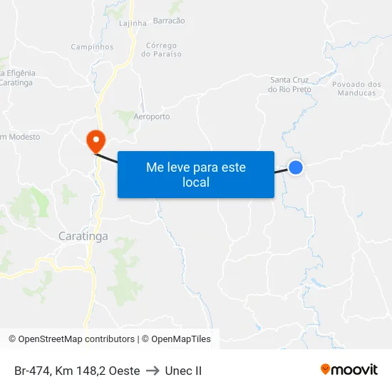 Br-474, Km 148,2 Oeste to Unec II map