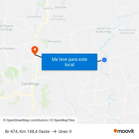 Br-474, Km 148,4 Oeste to Unec II map