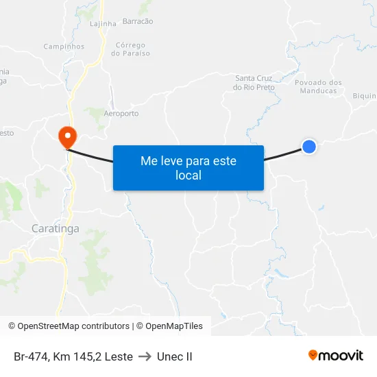 Br-474, Km 145,2 Leste to Unec II map