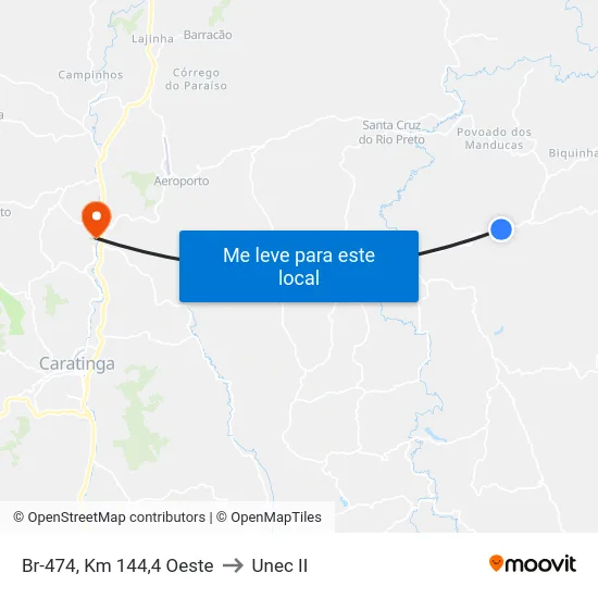 Br-474, Km 144,4 Oeste to Unec II map