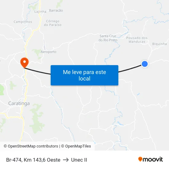 Br-474, Km 143,6 Oeste to Unec II map