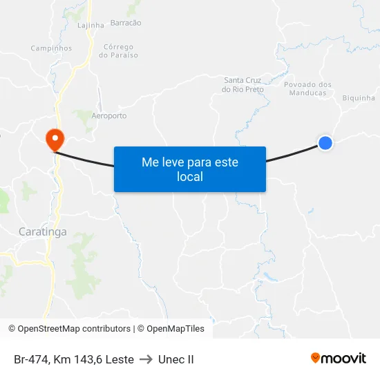 Br-474, Km 143,6 Leste to Unec II map