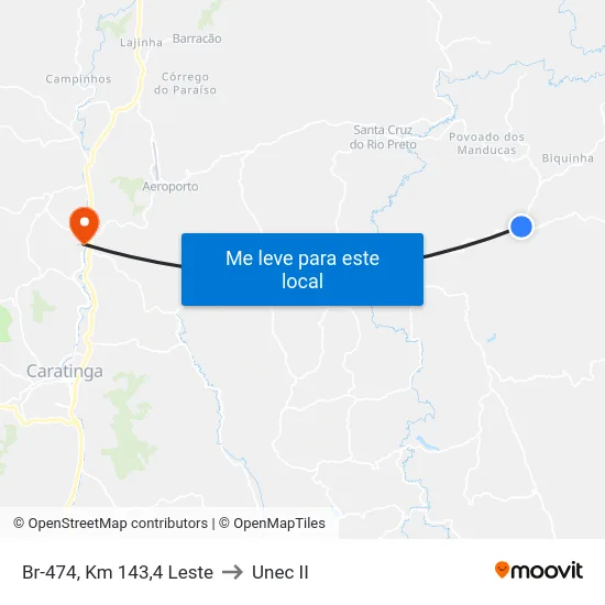 Br-474, Km 143,4 Leste to Unec II map