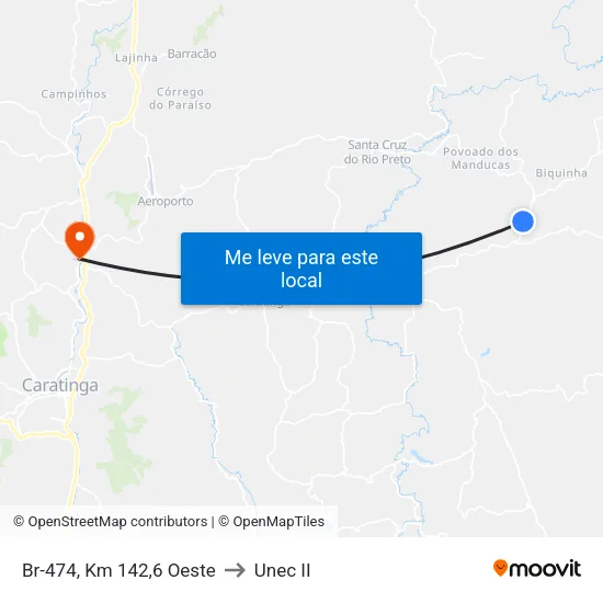 Br-474, Km 142,6 Oeste to Unec II map