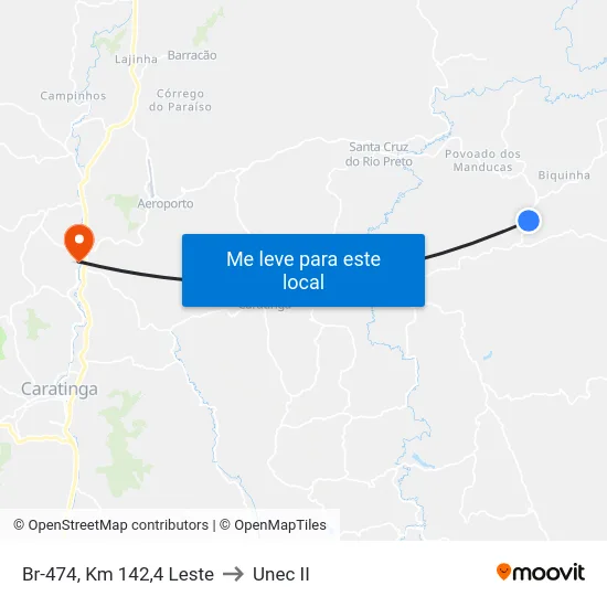 Br-474, Km 142,4 Leste to Unec II map