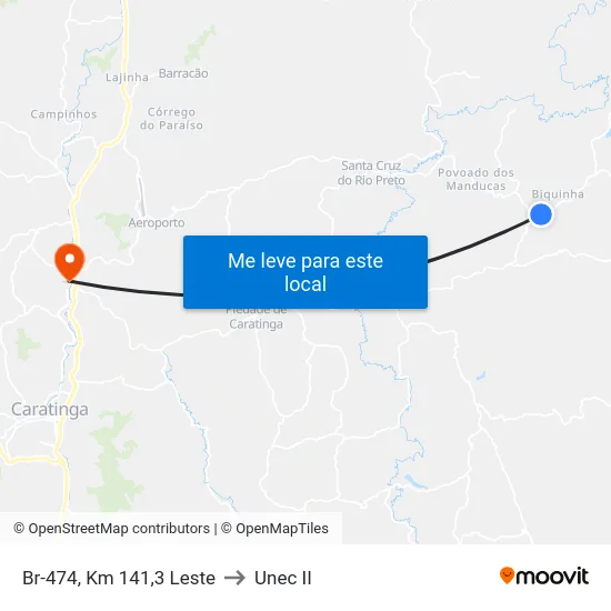 Br-474, Km 141,3 Leste to Unec II map