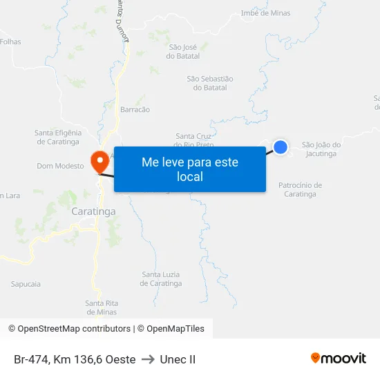 Br-474, Km 136,6 Oeste to Unec II map