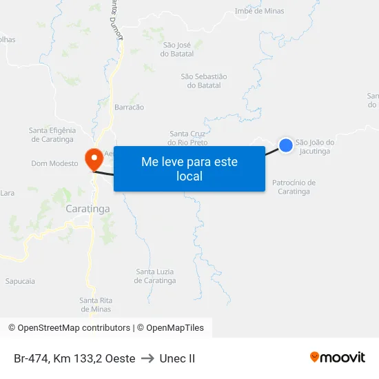 Br-474, Km 133,2 Oeste to Unec II map