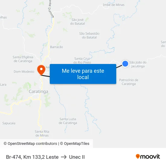 Br-474, Km 133,2 Leste to Unec II map