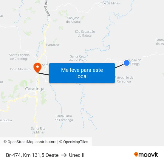 Br-474, Km 131,5 Oeste to Unec II map