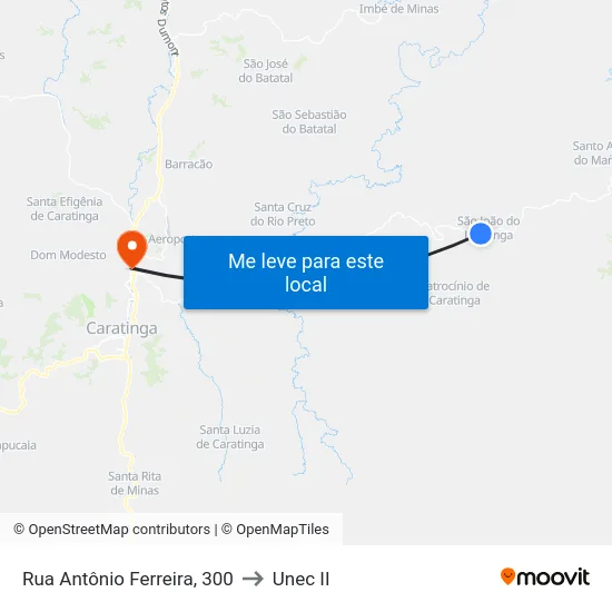 Rua Antônio Ferreira, 300 to Unec II map