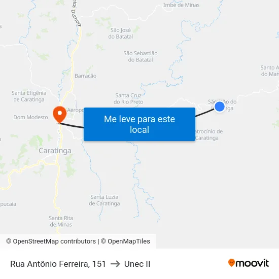 Rua Antônio Ferreira, 151 to Unec II map