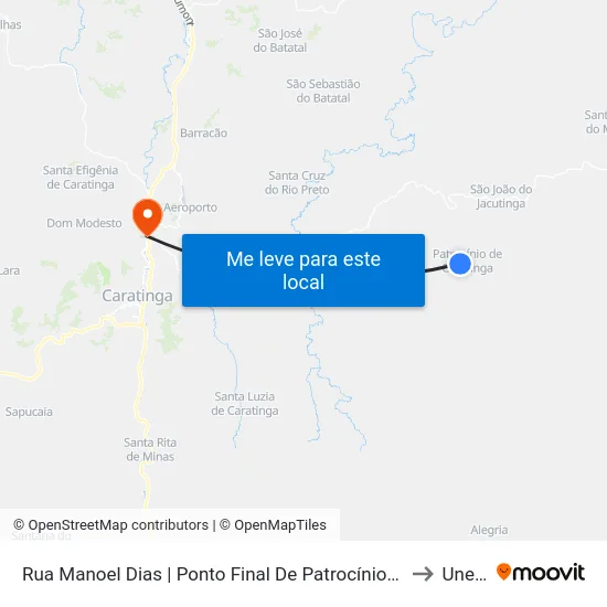 Rua Manoel Dias | Ponto Final De Patrocínio De Caratinga to Unec II map