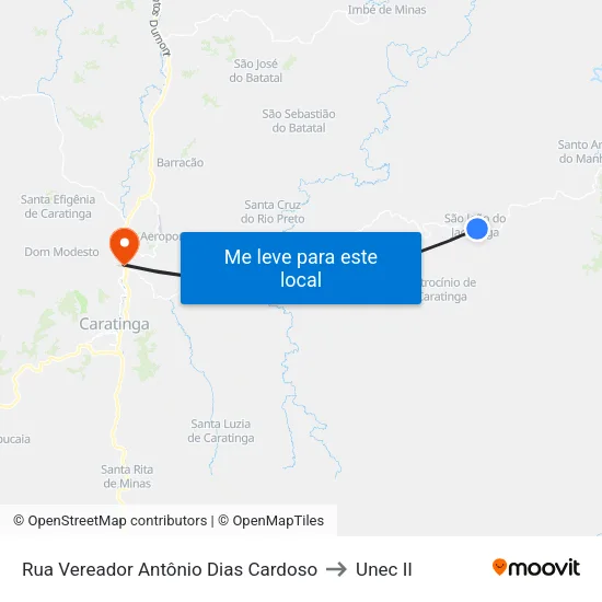 Rua Vereador Antônio Dias Cardoso to Unec II map