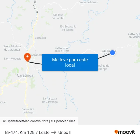 Br-474, Km 128,7 Leste to Unec II map